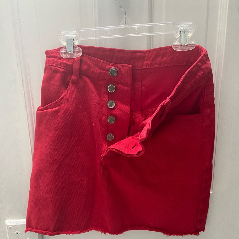 Red John Galt Denim Bottom Up Skirt